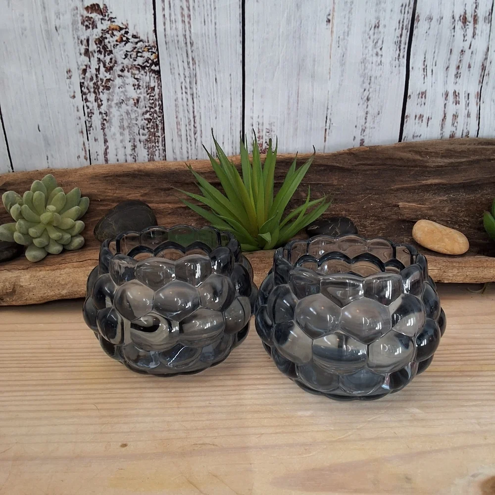 Pier 1 Bubble Glass Votive holder set Blue